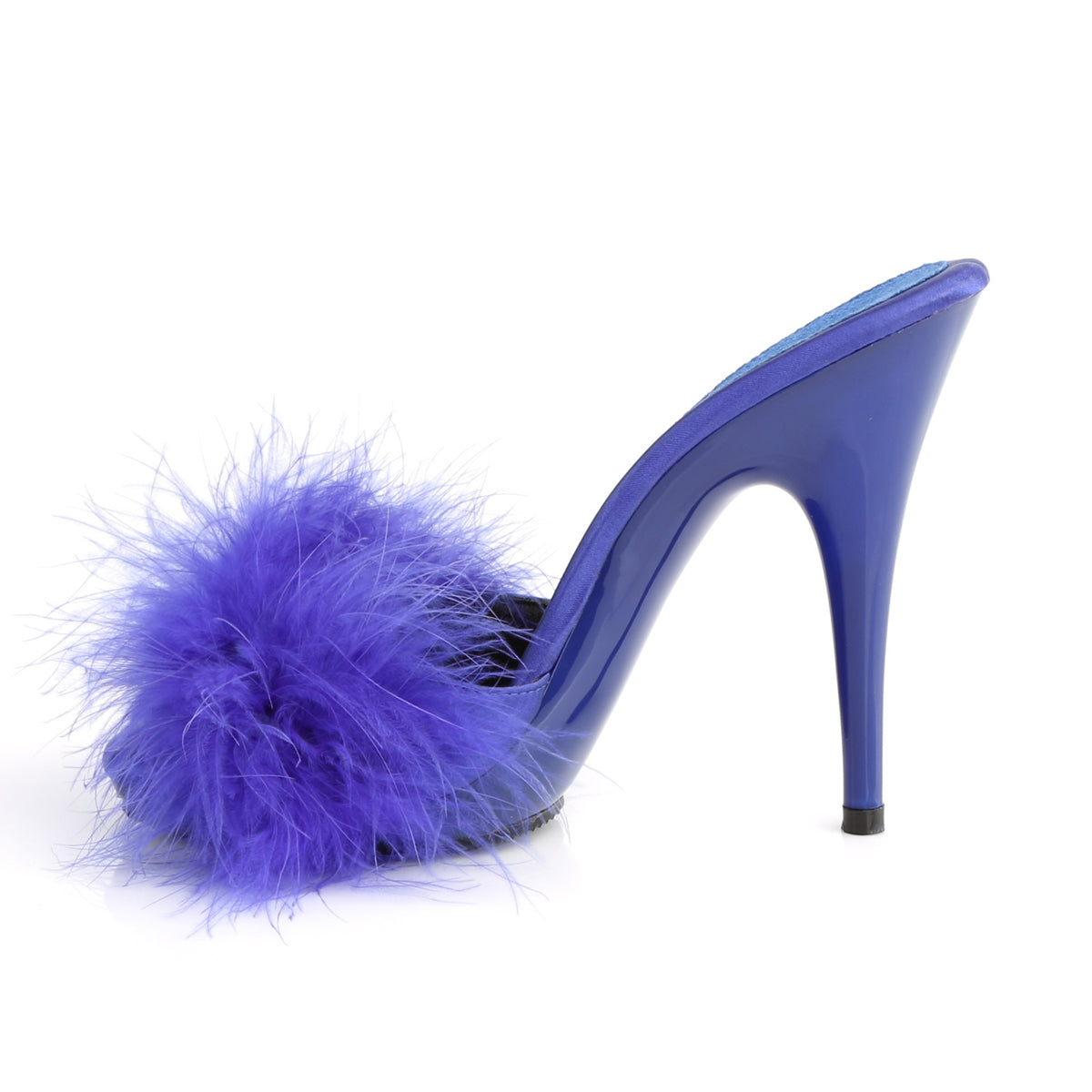 Fabulicious Damen Sandalen POISE-501f Blauer Satin-Marabou-Pelz / Blau