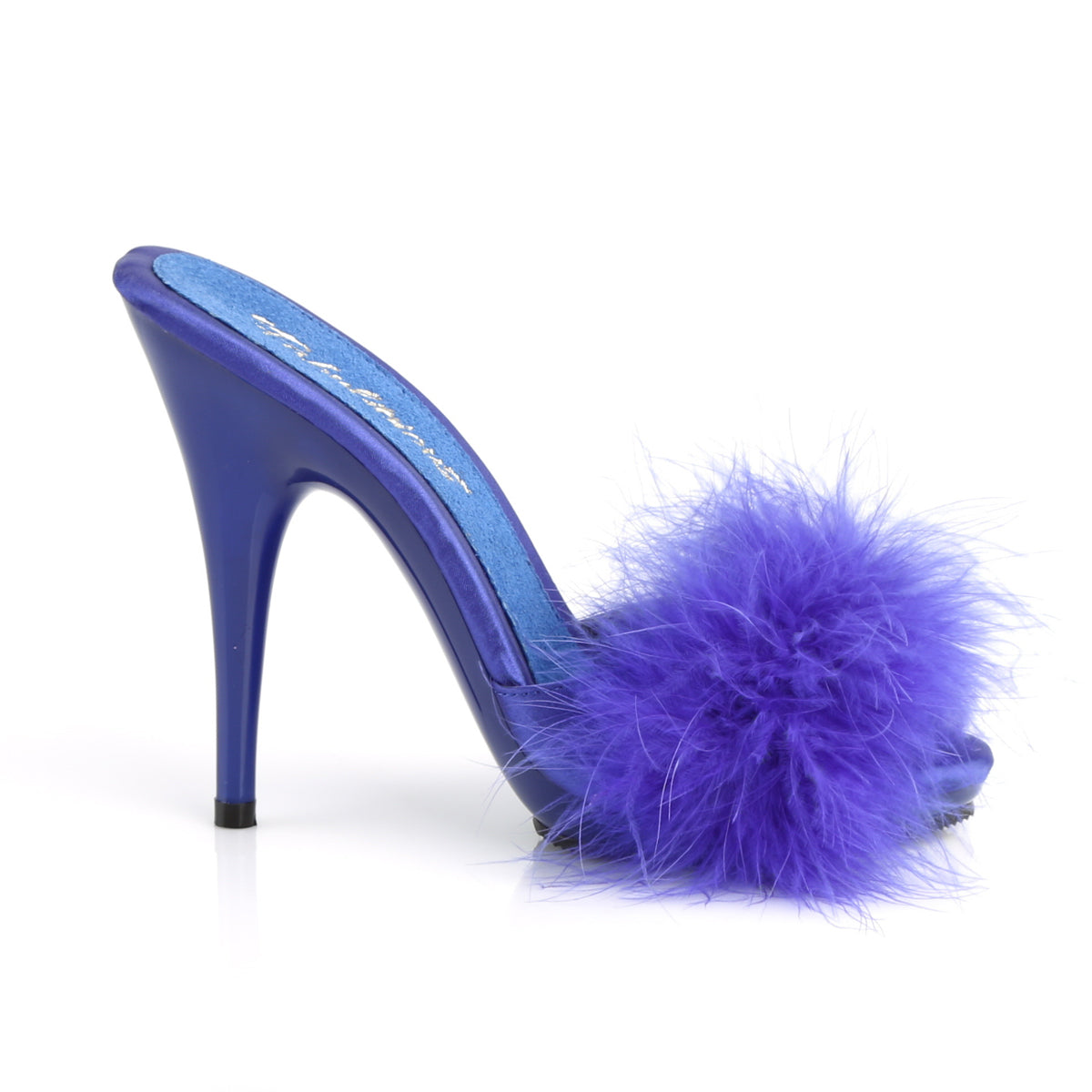 Fabulicious Damen Sandalen POISE-501f Blauer Satin-Marabou-Pelz / Blau