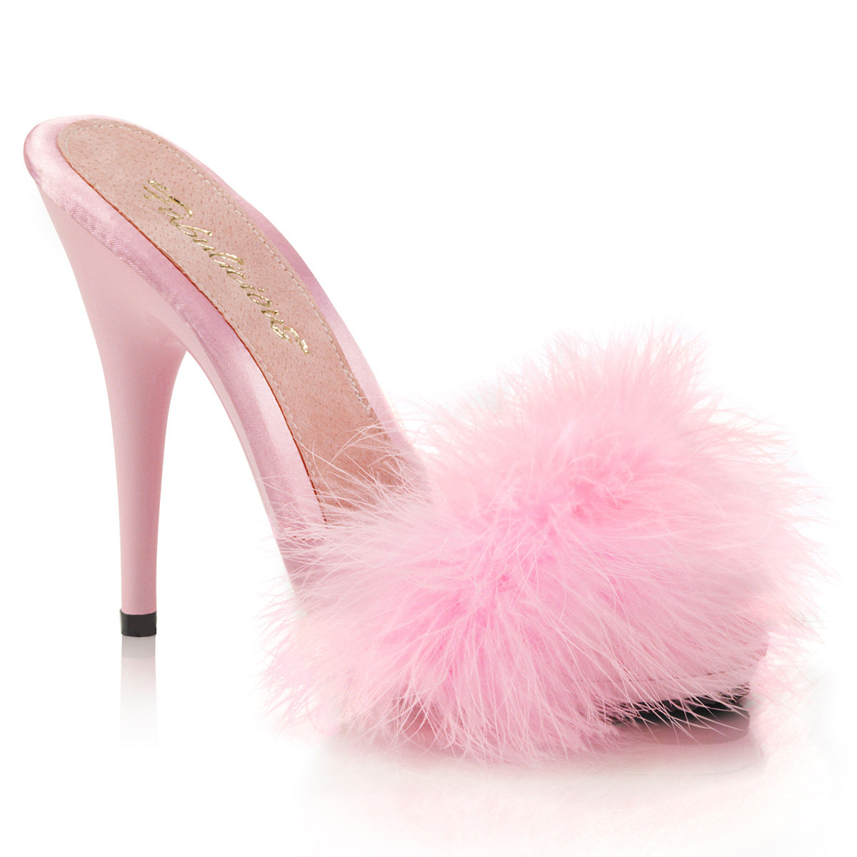 Fabulicious Damen Sandalen POISE-501f B. Rosa Satin-Marabou-Fur / b. Rosa