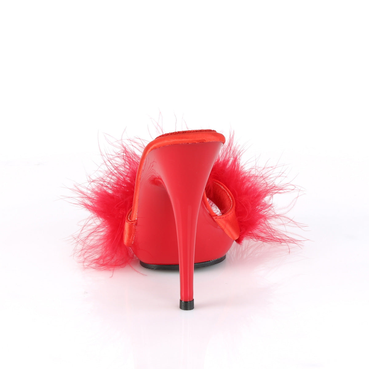 Fabulicious Damen Sandalen POISE-501f Rotes Satin-Marabou-Fell / Rot