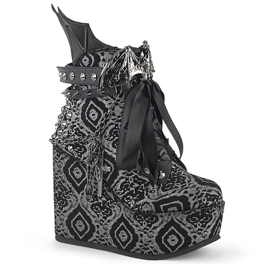 DemoniaCult  Stiefeletten POISON-107 BLK-Silver Faux Nubuck Leder