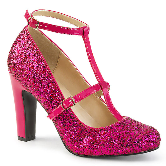 Pleaser Pink Label Frauenpumpen QUEEN-01 H. Rosa Glitter-Pat