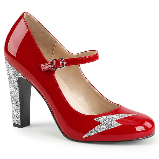 Pleaser Pink Label Frauenpumpen QUEEN-02 Red Pat-Slv Glitter