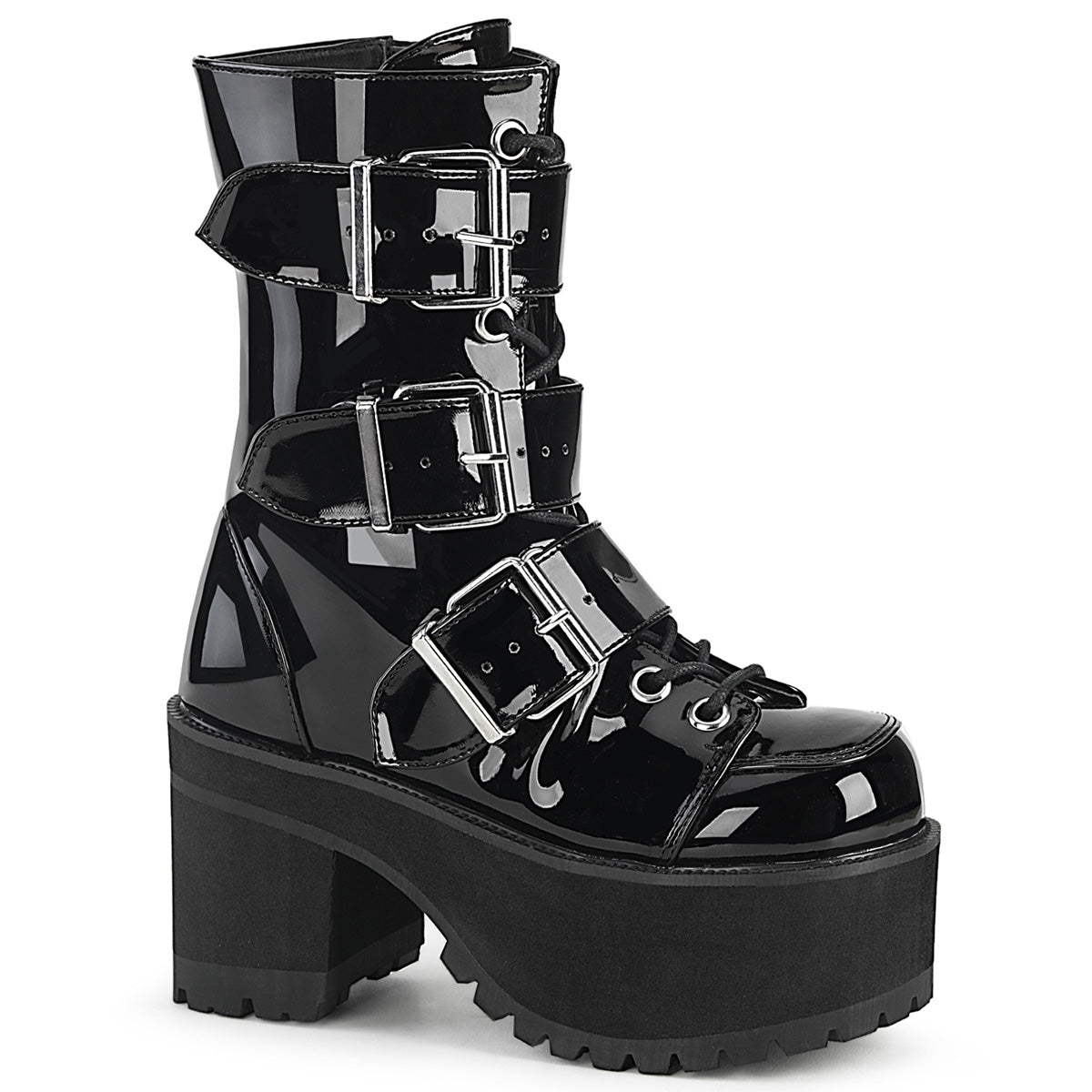 DemoniaCult Damenknöchelstiefel RANGER-308 BLK Patent