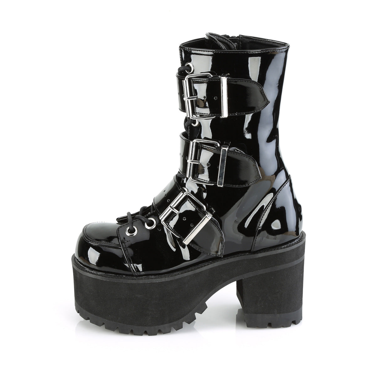 DemoniaCult Damenknöchelstiefel RANGER-308 BLK Patent