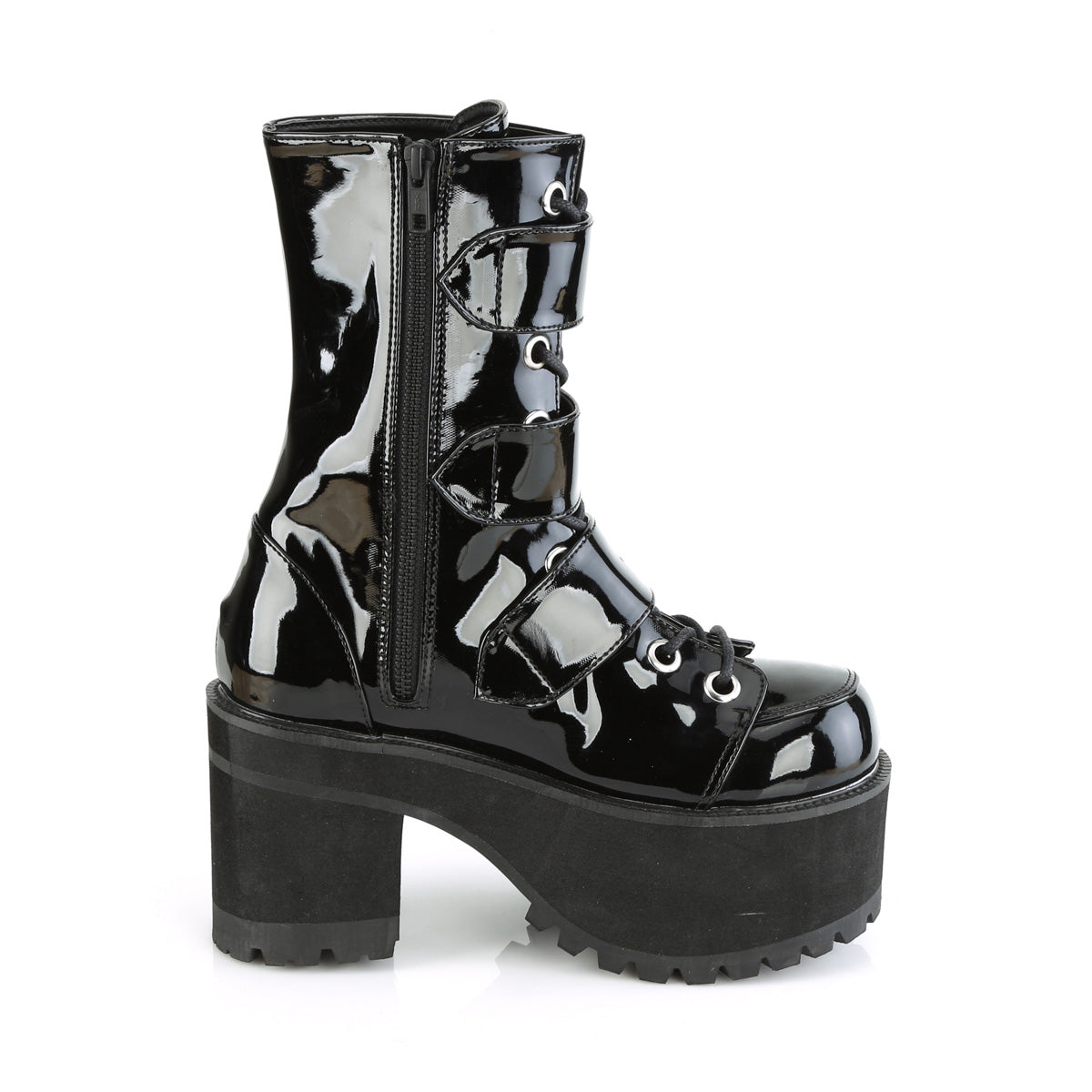 DemoniaCult Damenknöchelstiefel RANGER-308 BLK Patent