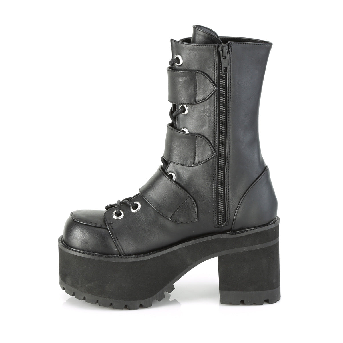 DemoniaCult Womens Ankle Boots RANGER-308 Blk Vegan Leather