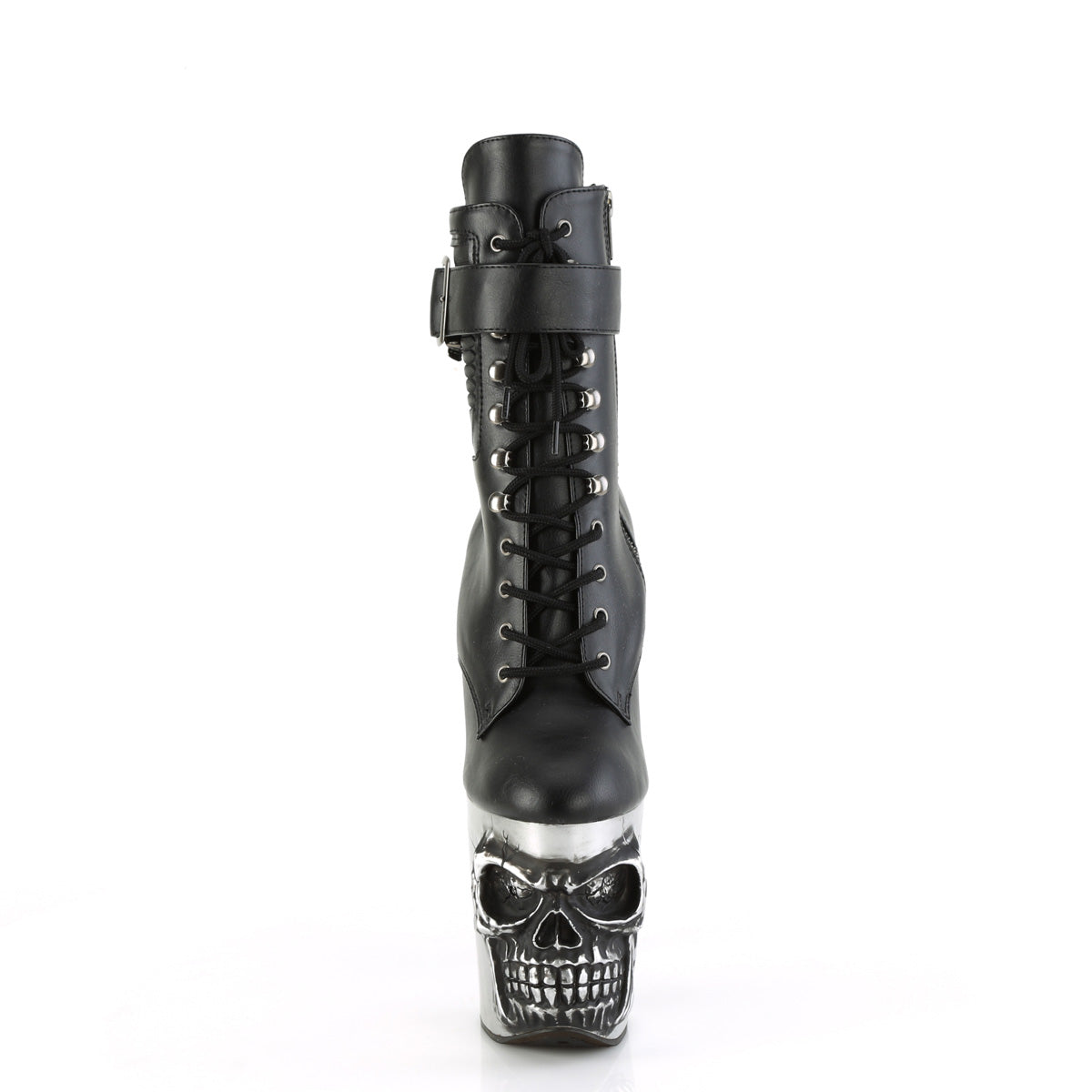 Pleaser Stiefeletten RAPTURE-1020str-LT BLK FAUX Leder/SLV Matt-Stuck BLK