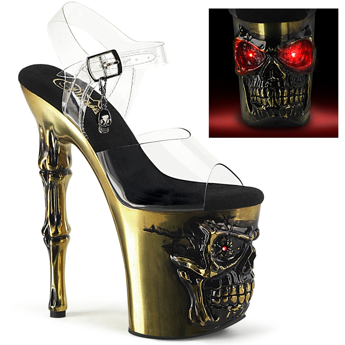 Pleaser Sandalen RAPTURE-808-LT CLR/Satin Messing Chrom