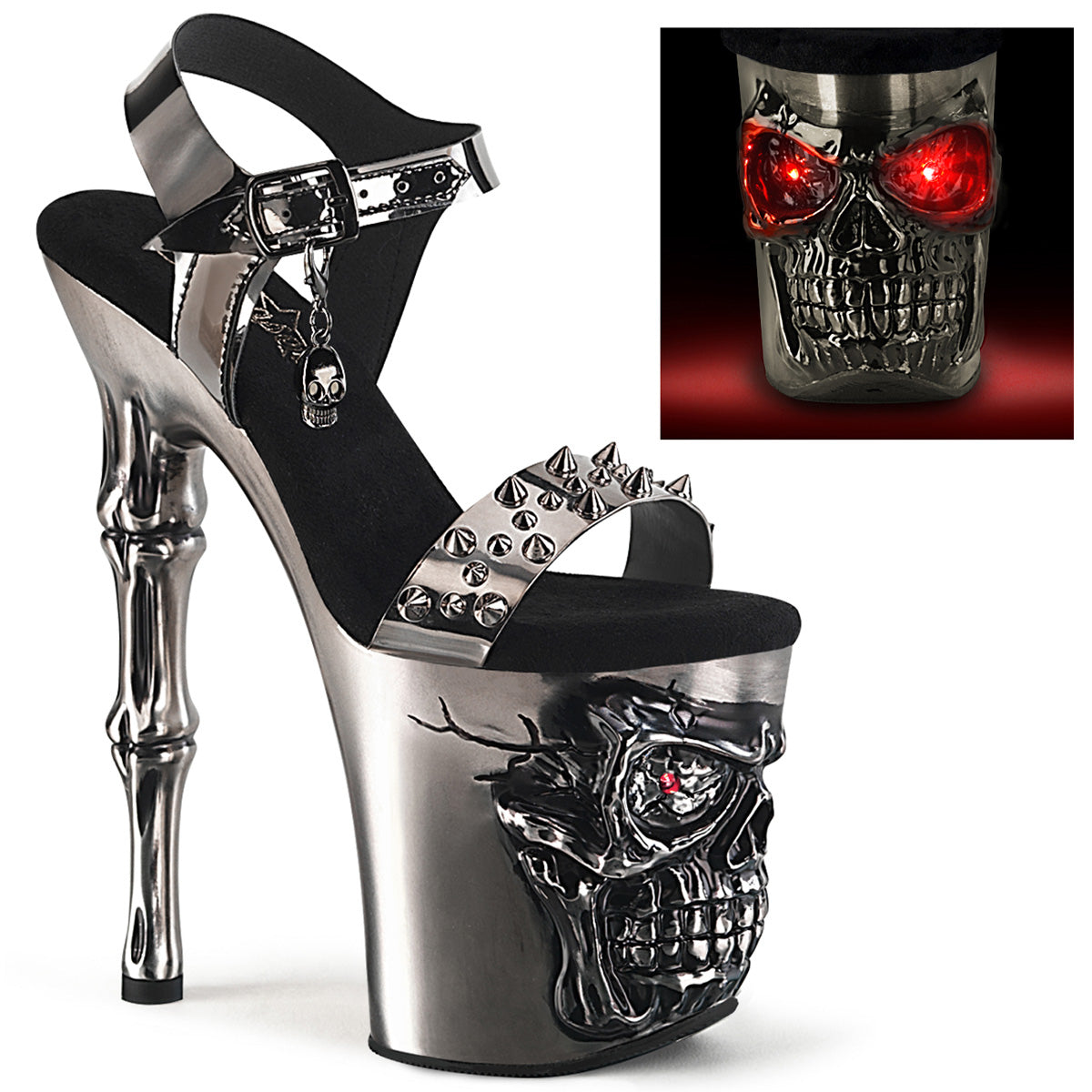 Pleaser Sandalen RAPTURE-812-LT Zinn TPU/Satin Zinn Chrom
