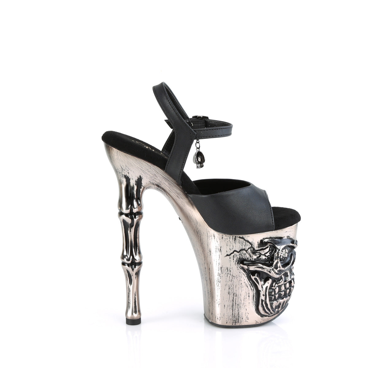 Pleaser Sandalen RAPTURE-809-LT BLK Faux Leder/Satin-Zinn Chrom
