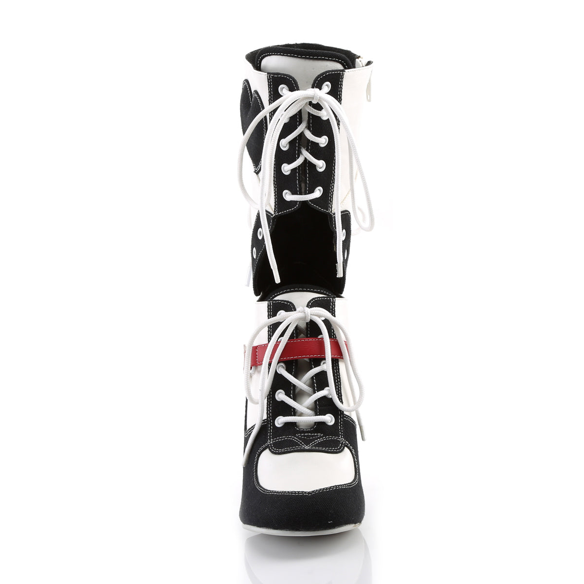 Funtasma Womens Boots. REFEREE-200 White PU-Black-Leinwand