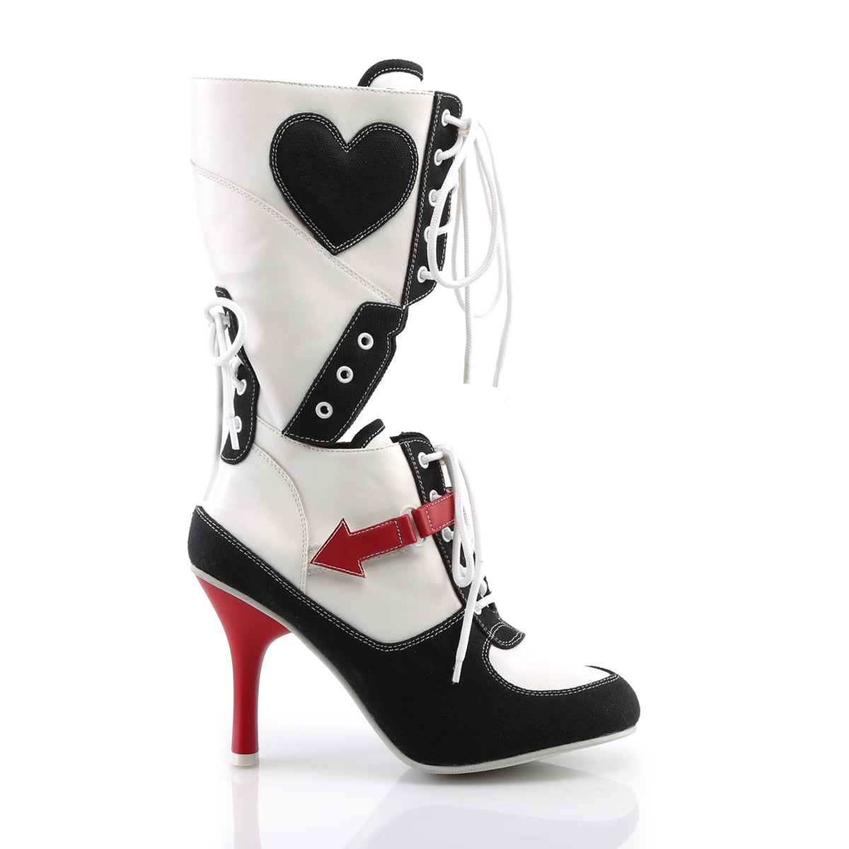 Funtasma Womens Boots. REFEREE-200 White PU-Black-Leinwand