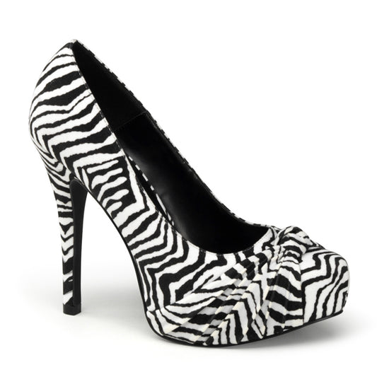 Pin Up Couture Frauenpumpen SAFARI-06 BLK-WHT ZEBRA DRUCK VELVET