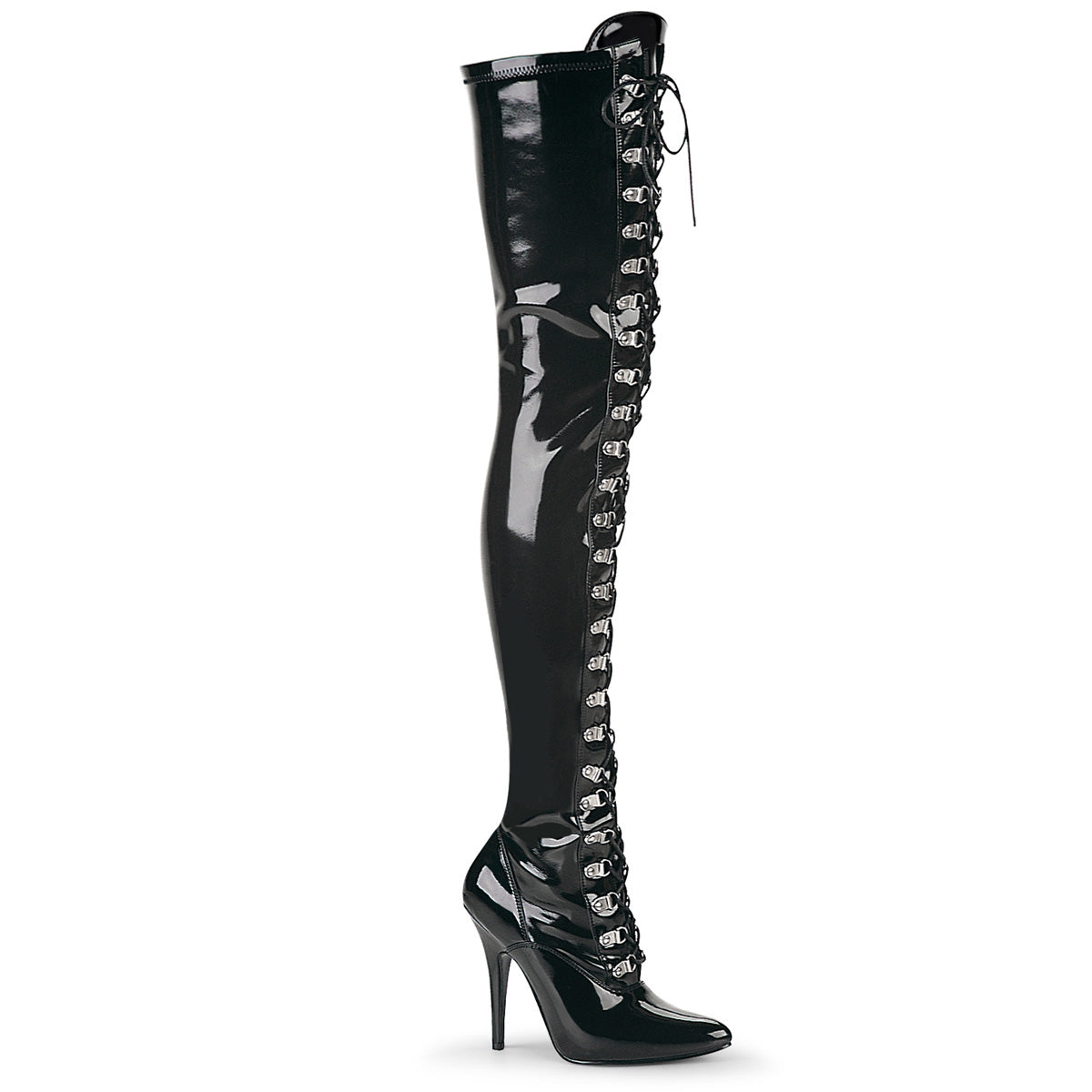 Pleaser Womens Boots. SEDUCE-3024 BLK Str Pat
