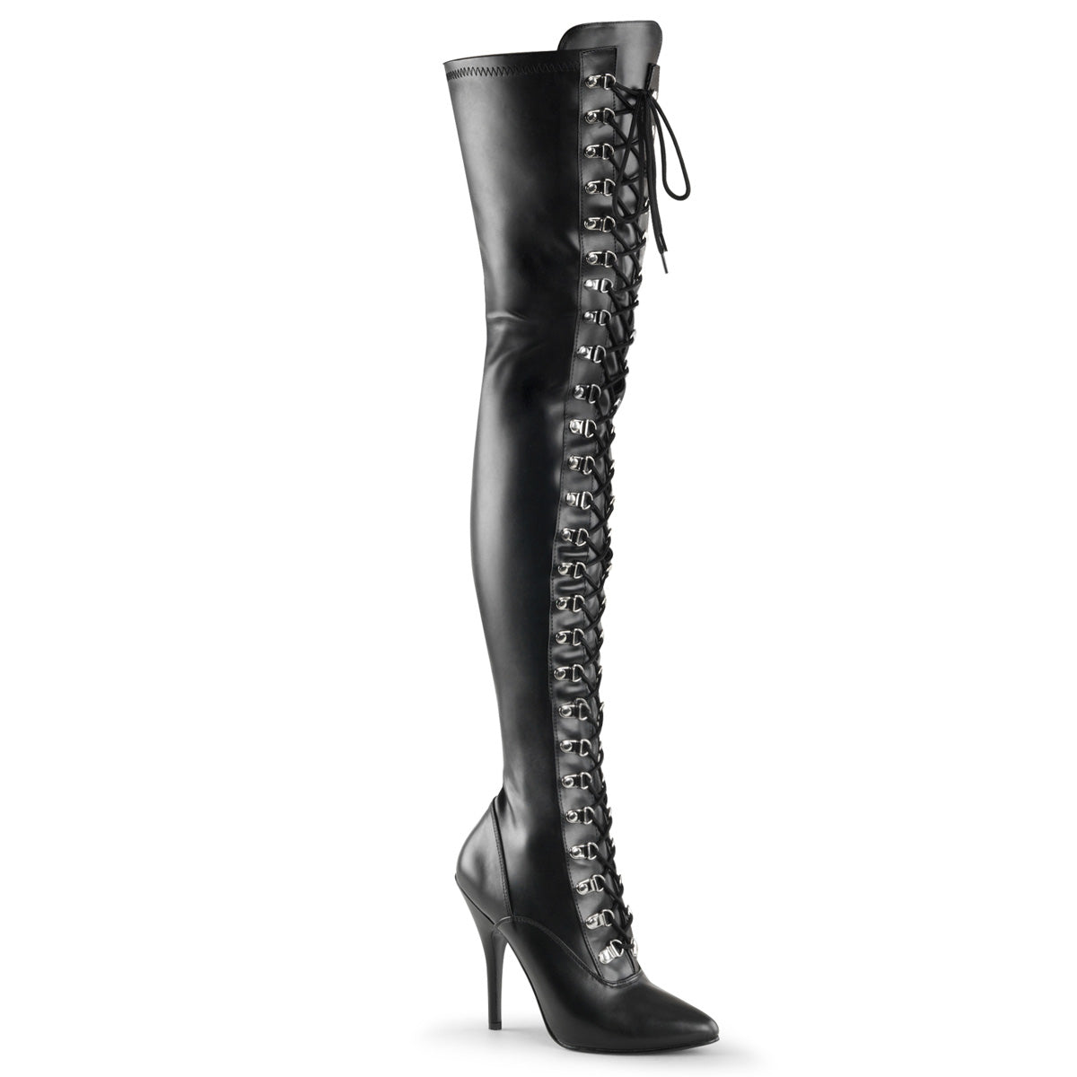 Pleaser Womens Boots. SEDUCE-3024 BLK Str Faux Leder