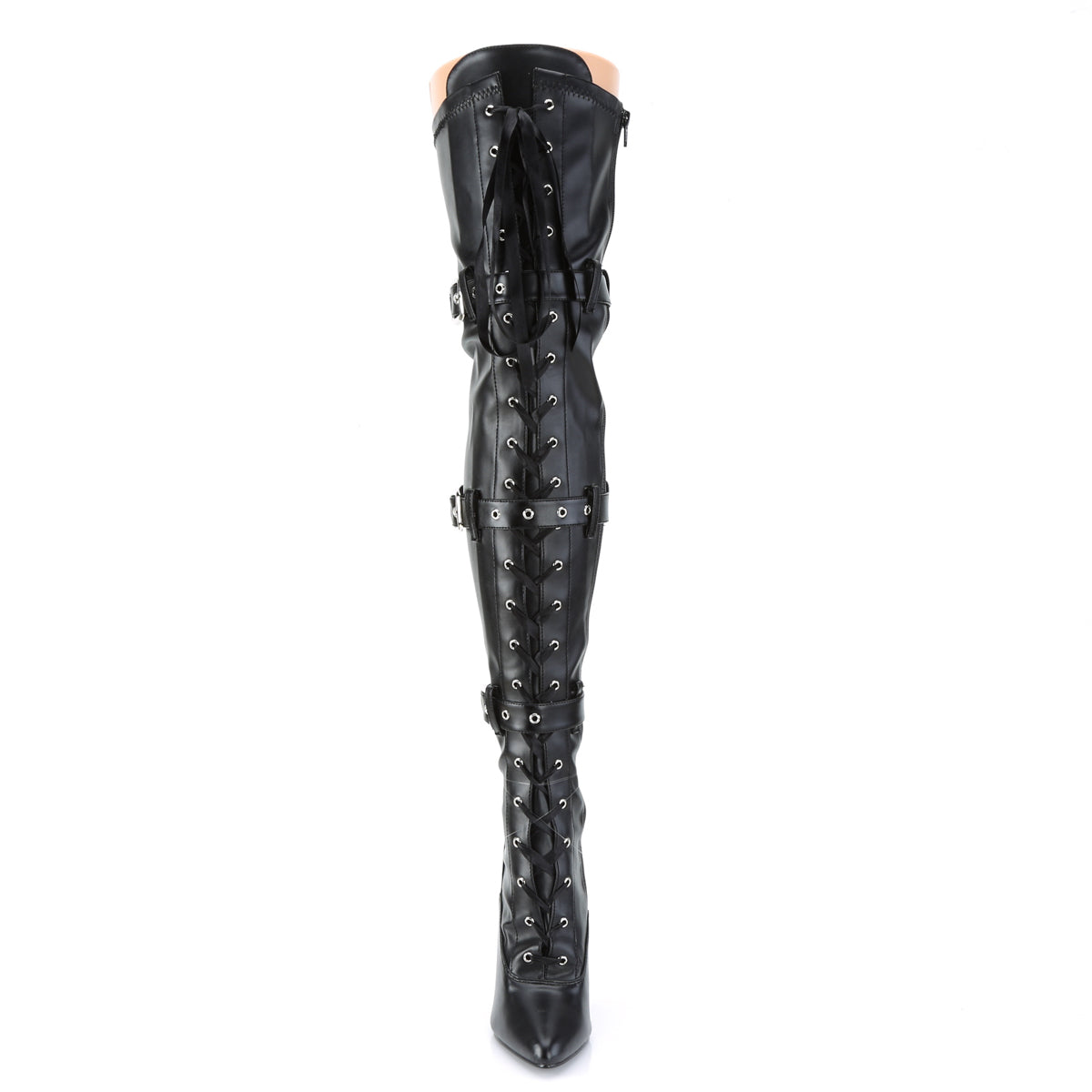Pleaser Womens Boots. SEDUCE-3028 BLK Str Faux Leder