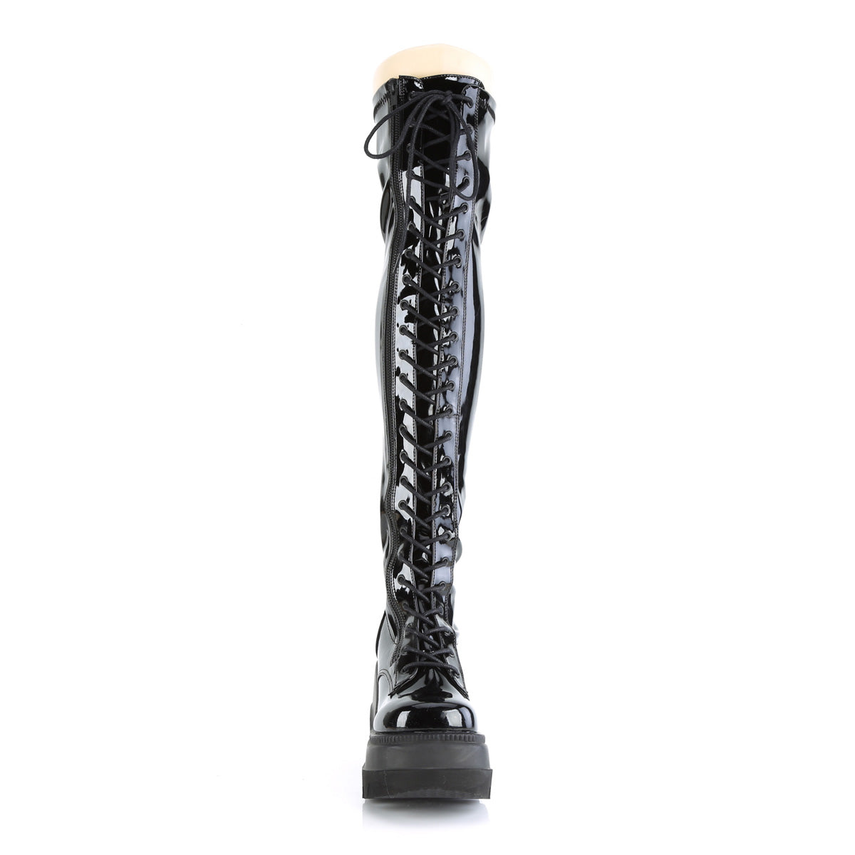DemoniaCult Womens Boots SHAKER-374 Blk Stretch Patent