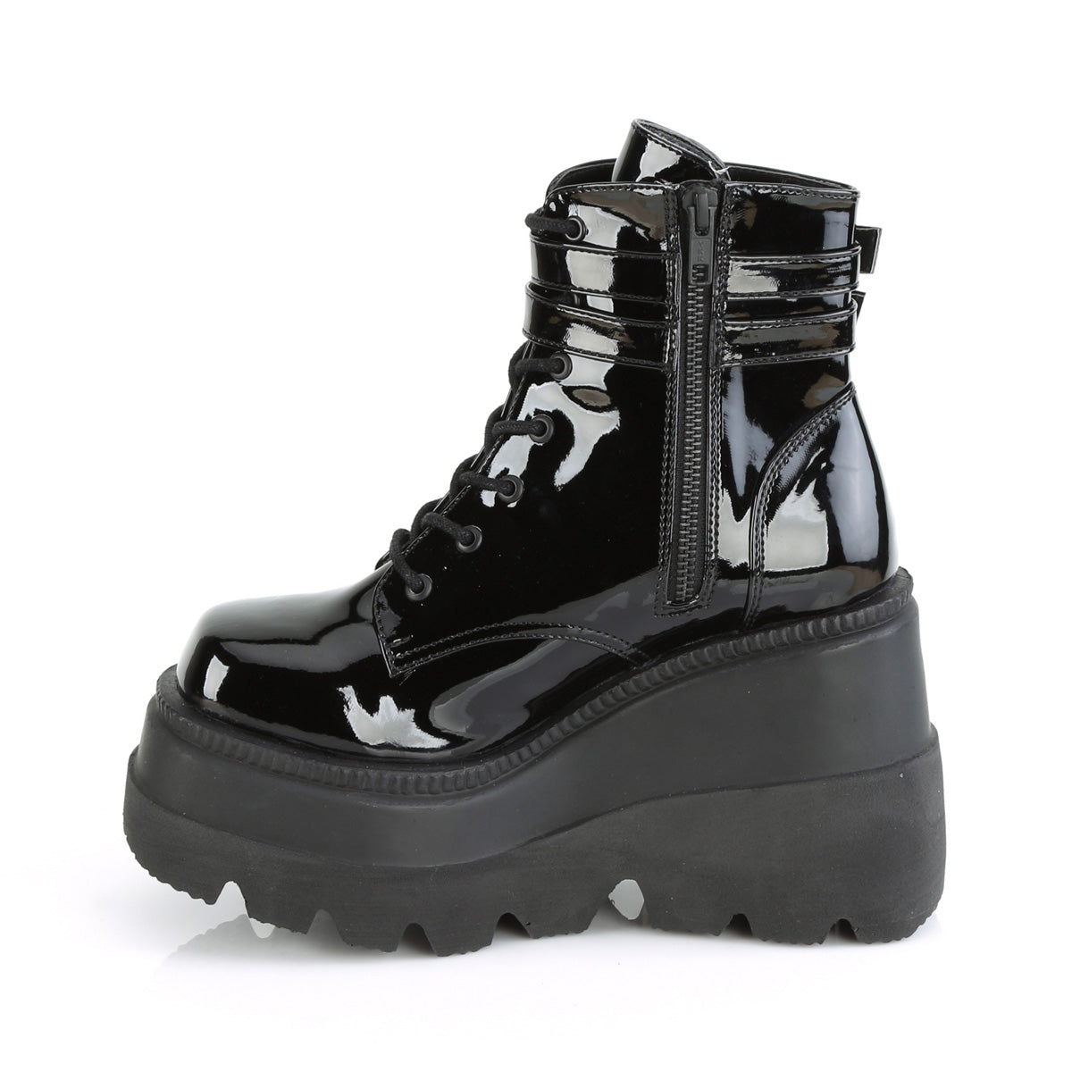 DemoniaCult Damenknöchelstiefel SHAKER-52 BLK Patent