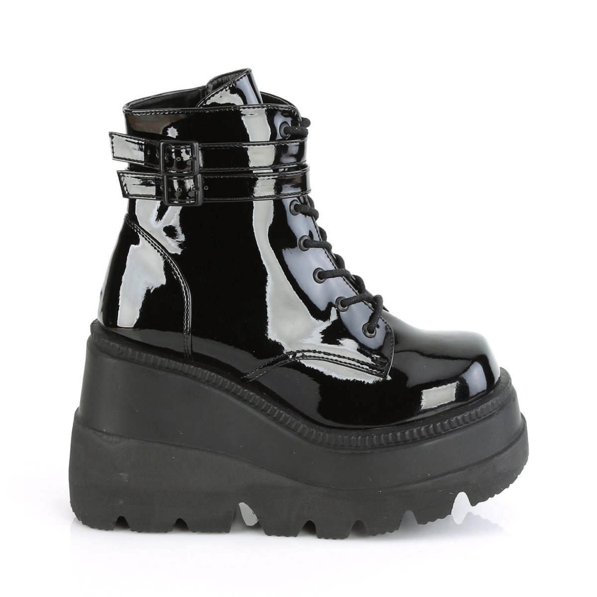 DemoniaCult Damenknöchelstiefel SHAKER-52 BLK Patent