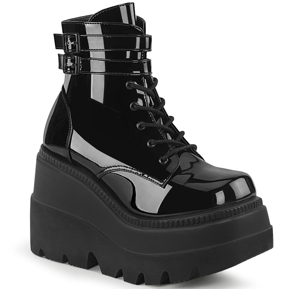 DemoniaCult Damenknöchelstiefel SHAKER-52 BLK Patent