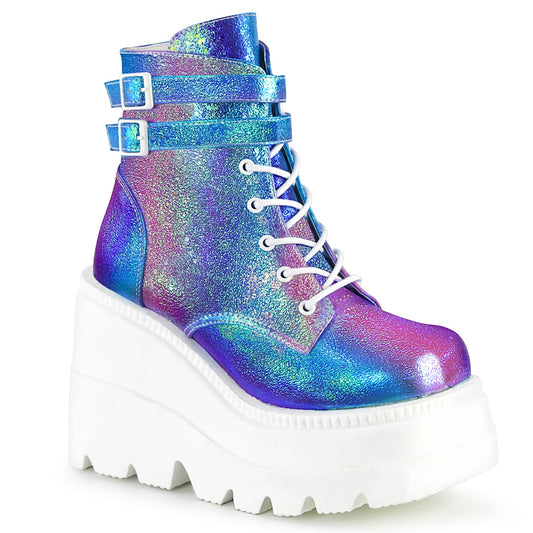DemoniaCult Damenknöchelstiefel SHAKER-52 lila multi -Irisierende veganer Leder