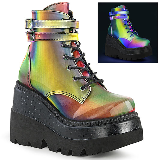 DemoniaCult Damenknöchelstiefel SHAKER-52 Rainbow Reflektierend