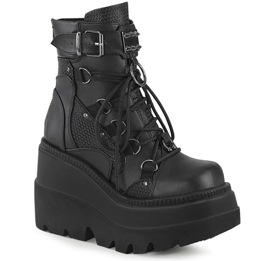 DemoniaCult Damenknöchelstiefel SHAKER-60 BLK Vegan Leder