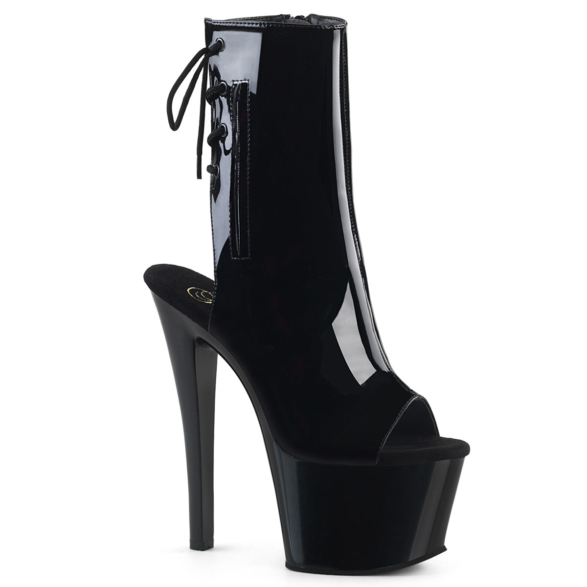 Pleaser Damen Knöchelstiefel SKY-1018 BLK Pat / BLK