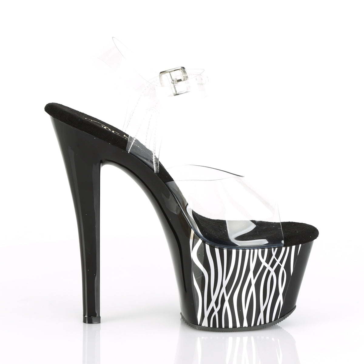 Pleaser Damen Sandalen SKY-308cp-2 CLR / BLK-SLV-Chrom
