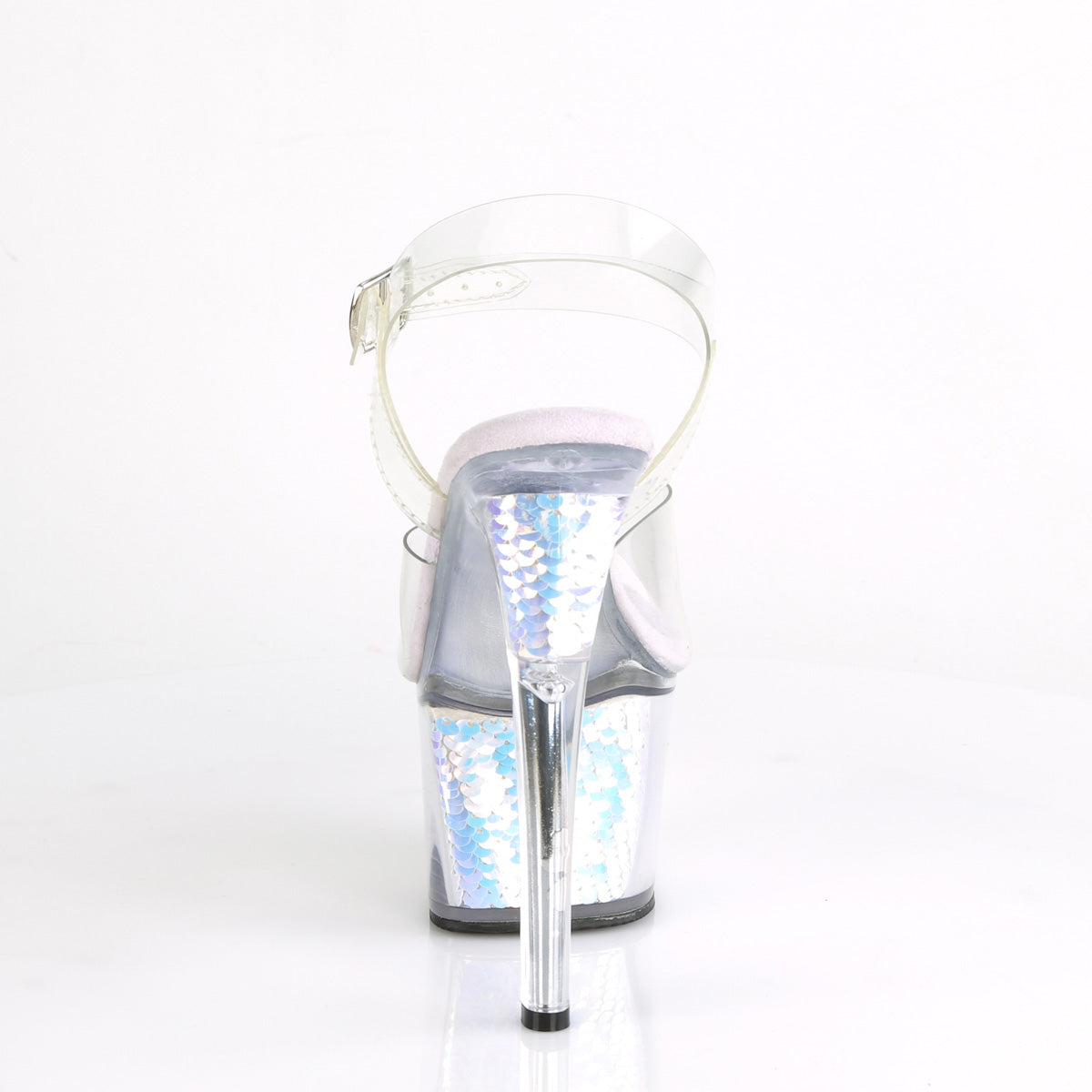Pleaser Damen Sandalen SKY-308MC CLR / LAVENDER-Hologrammeinsätze