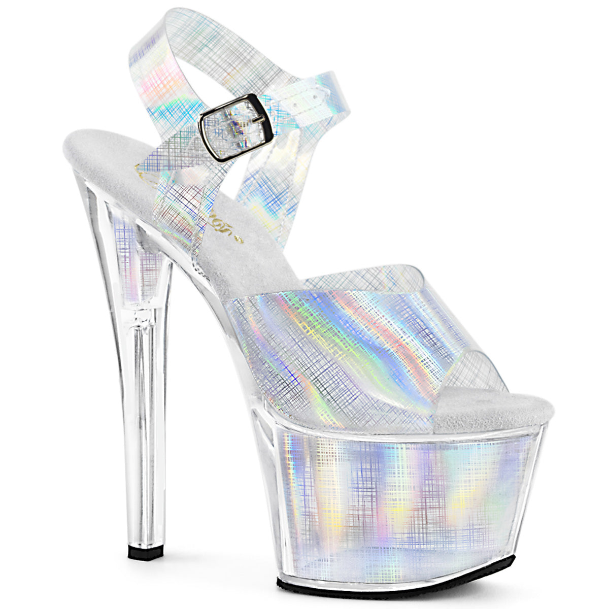 Pleaser Damen Sandalen SKY-308n-CRHM SLV-Hologramm-TPU / SLV-Hologramm