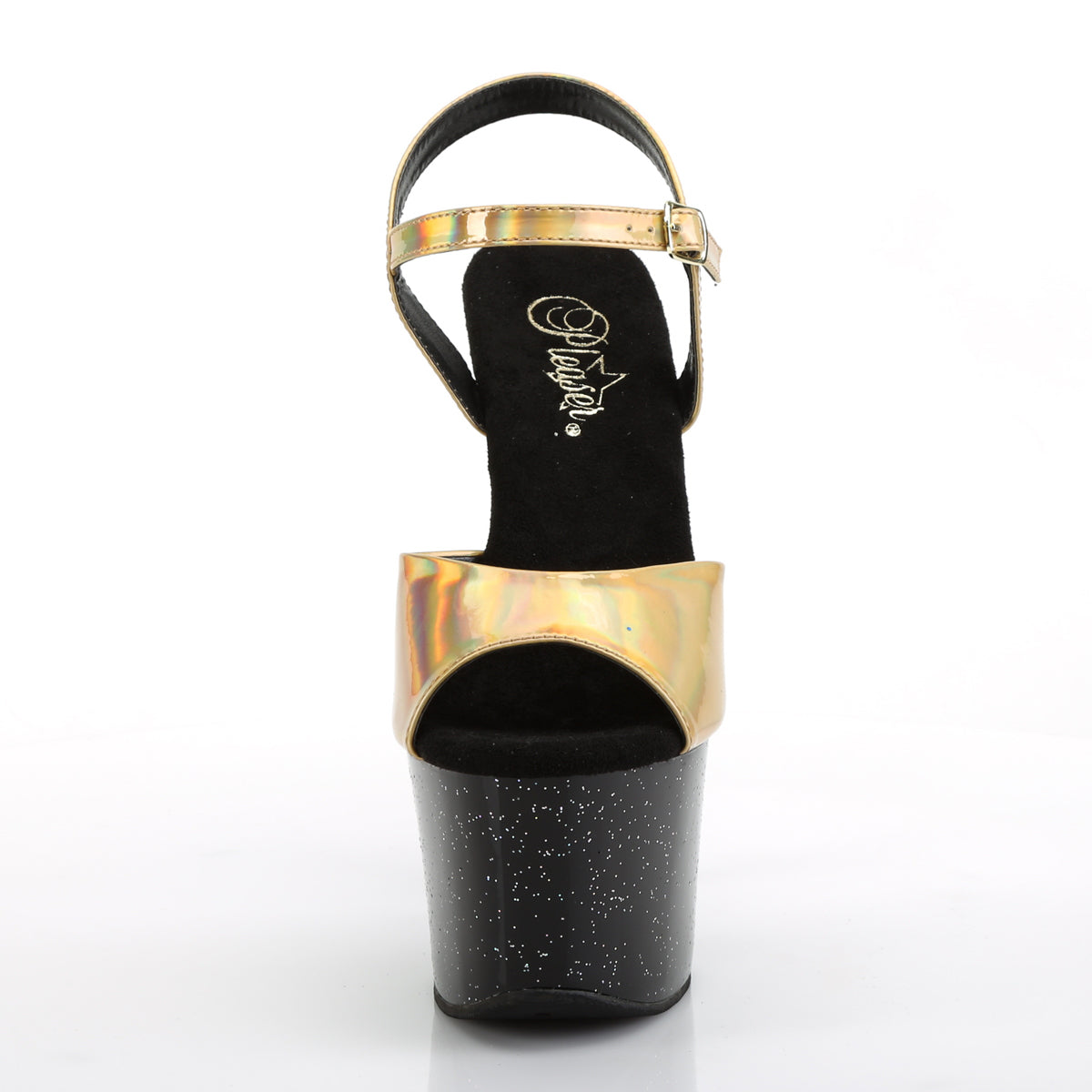 Pleaser Damen Sandalen SKY-309Hg Gold Hologramm / BLK