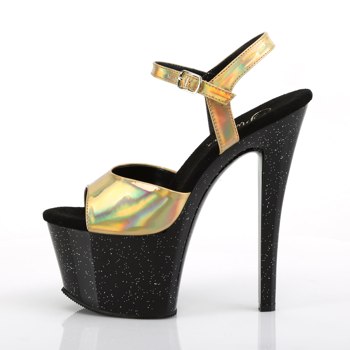 Pleaser Damen Sandalen SKY-309Hg Gold Hologramm / BLK
