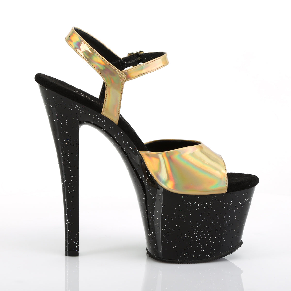 Pleaser Damen Sandalen SKY-309Hg Gold Hologramm / BLK