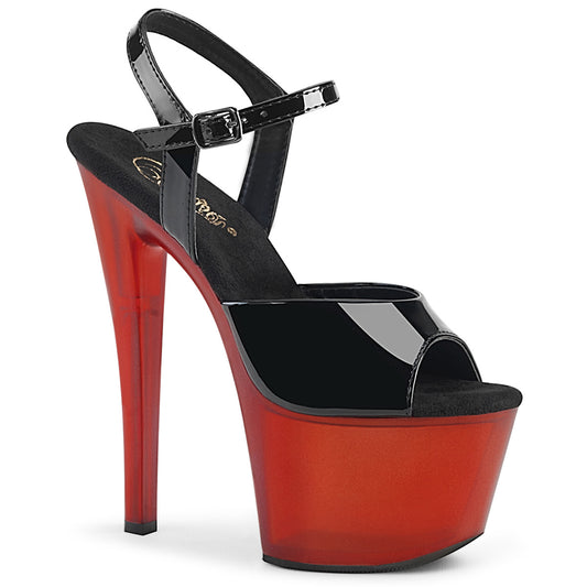 Pleaser Damen Sandalen SKY-309t blk pat / frosted rot