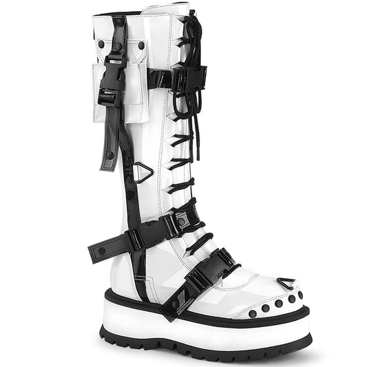 DemoniaCult Frauenstiefel SLACKER-260 WHT Pat