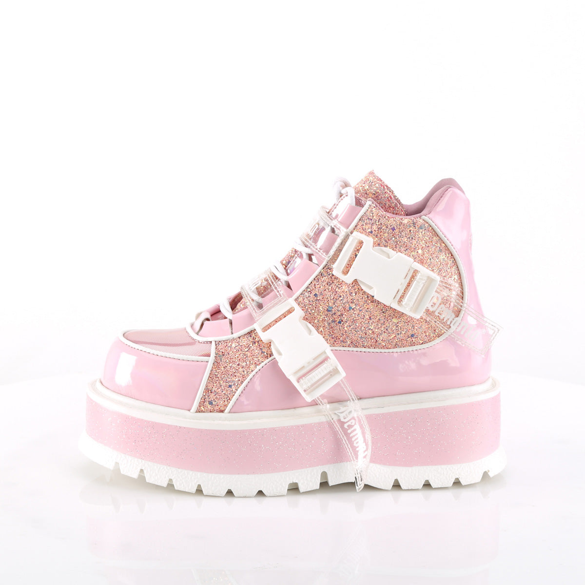 DemoniaCult Stiefeletten SLACKER-50 B. Pink Holographic Pat-Pink Multi Glitter