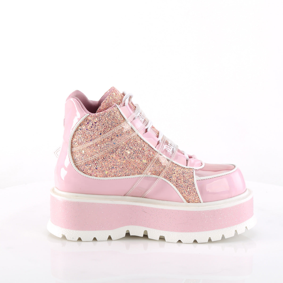 DemoniaCult Stiefeletten SLACKER-50 B. Pink Holographic Pat-Pink Multi Glitter