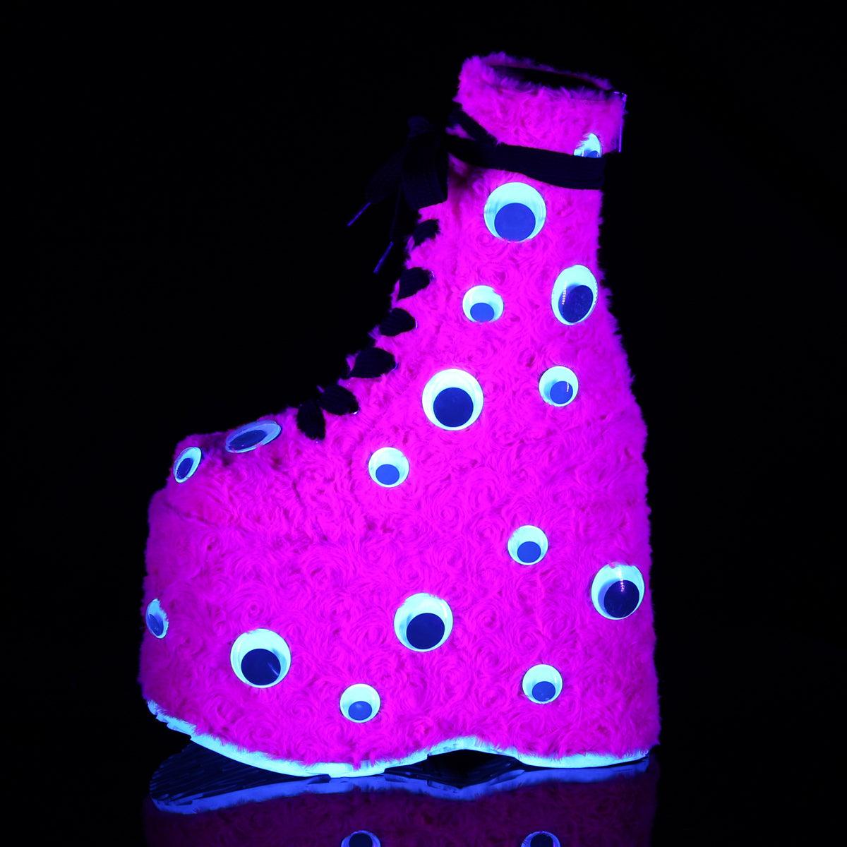 DemoniaCult Frauenstiefel SLAY-206 H. rosa Fell