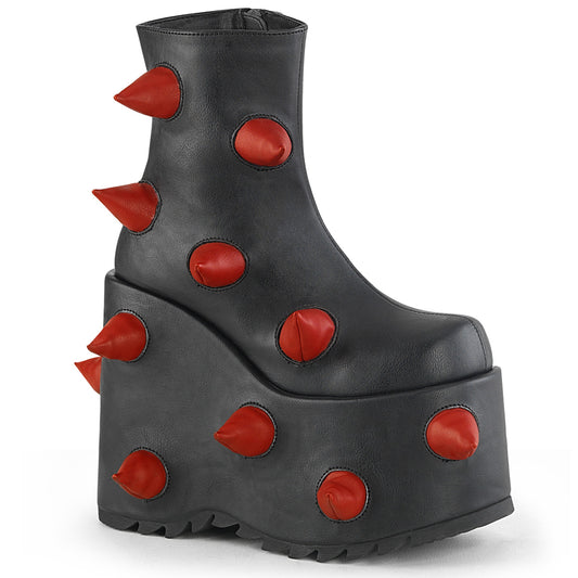 DemoniaCult  Stiefeletten SLAY-77 BLK-rotes veganes Leder
