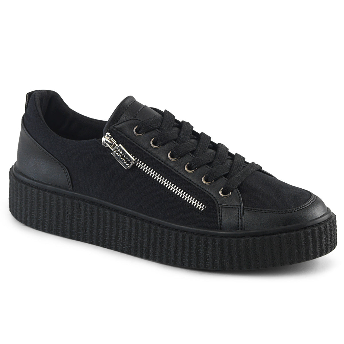 DemoniaCult Herren SNEEKER-105 BLK Canvas-BLK PU