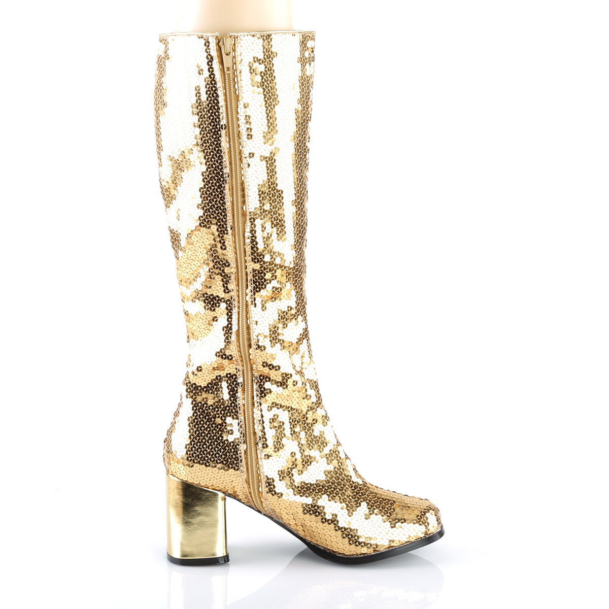 Bordello Womens Boots. SPECTACUL-300SQ Gold Pailletten