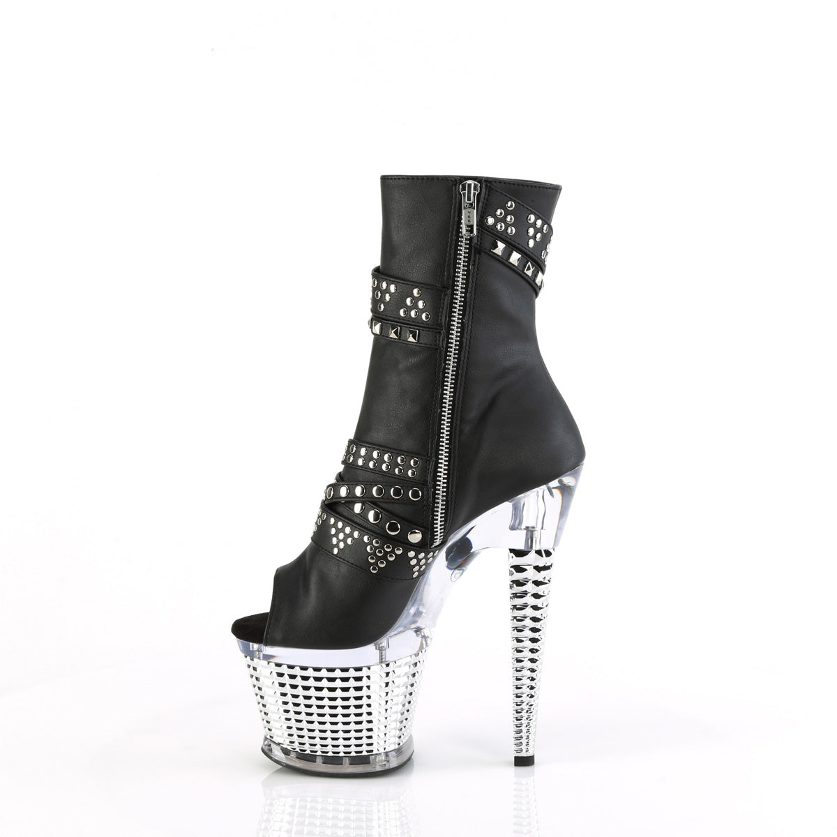 Pleaser Stiefeletten SPECTATOR-1015 BLK-Faux-Leder / CLR-SLV-Chrom