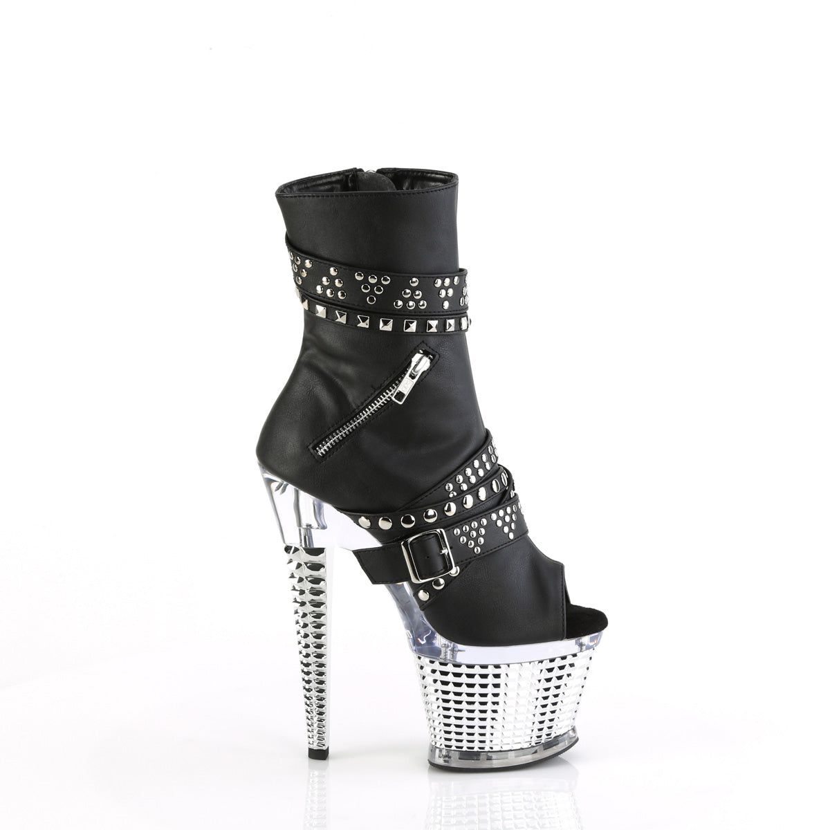 Pleaser Stiefeletten SPECTATOR-1015 BLK-Faux-Leder / CLR-SLV-Chrom