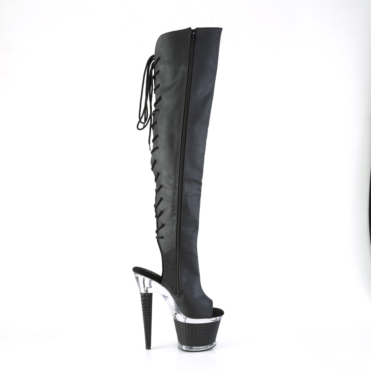 Pleaser Stiefel SPECTATOR-3019 BLK Faux Leder / CLR-BLK Matte
