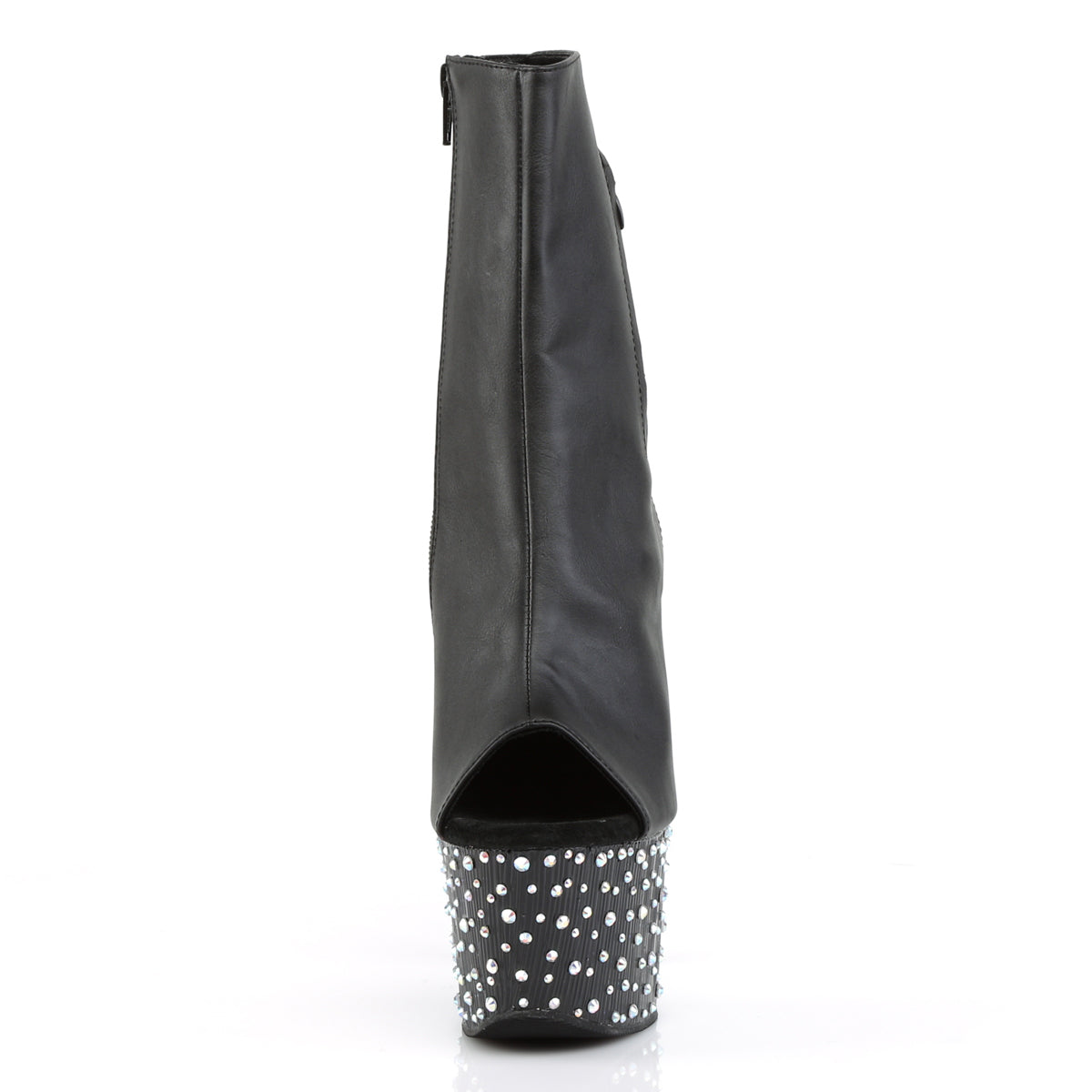 Pleaser Damen Knöchelstiefel STARDANCE-1018-7 BLK-Faux-Leder / BLK-SLV Multi Rs