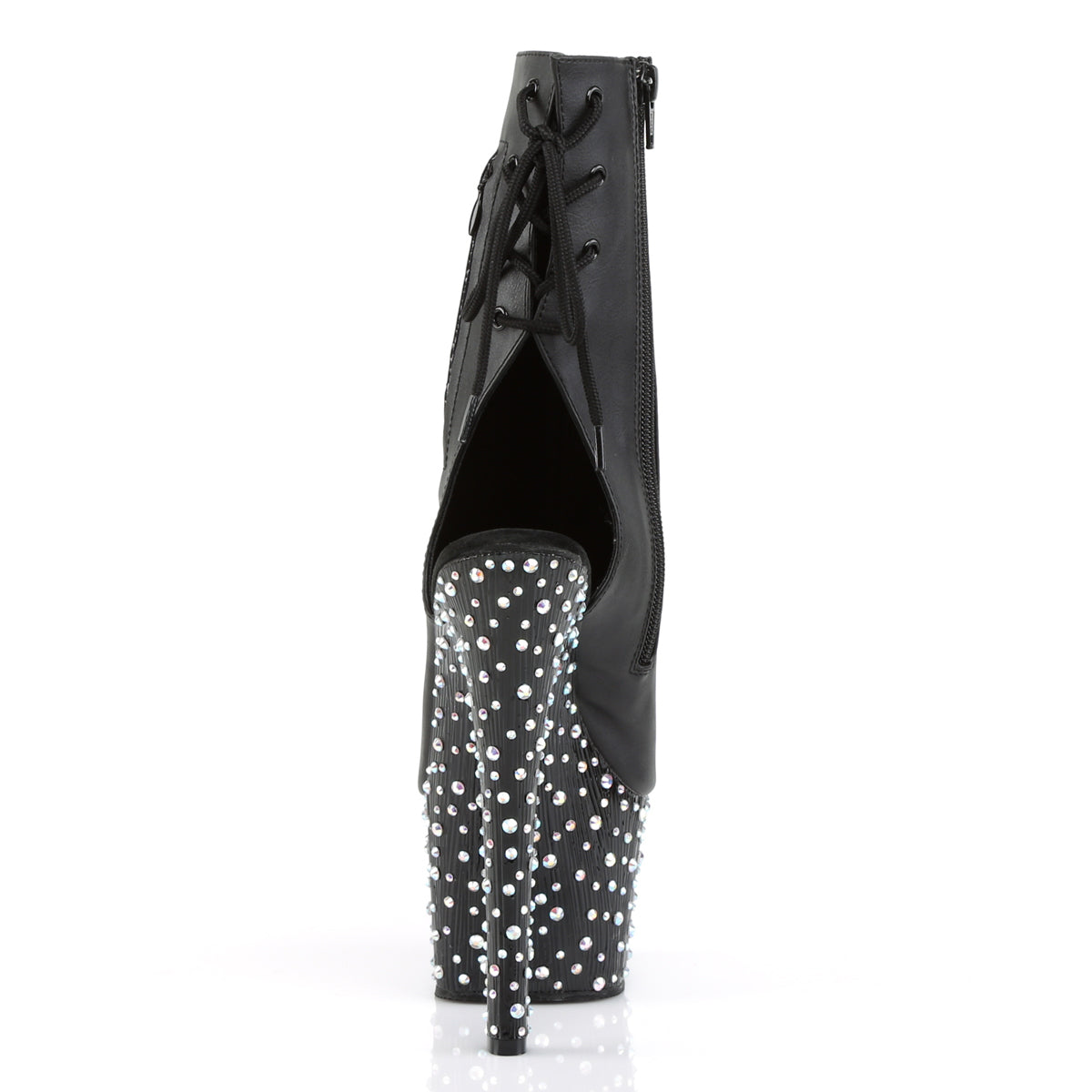 Pleaser Damen Knöchelstiefel STARDANCE-1018-7 BLK-Faux-Leder / BLK-SLV Multi Rs
