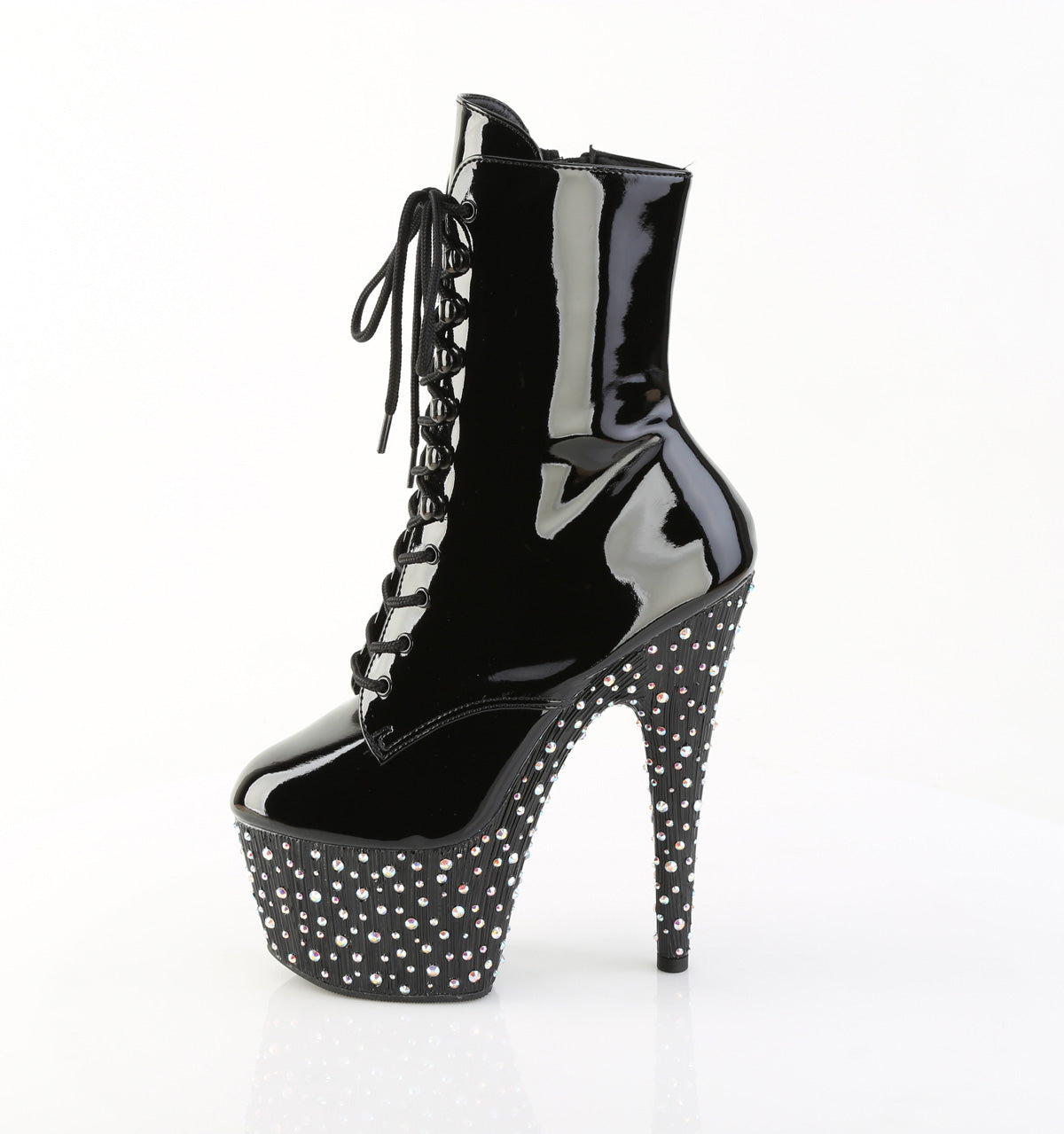 Pleaser Women's Platform Shoes STARDANCE-1020 Blk Pat/Blk-Slv Multi RS