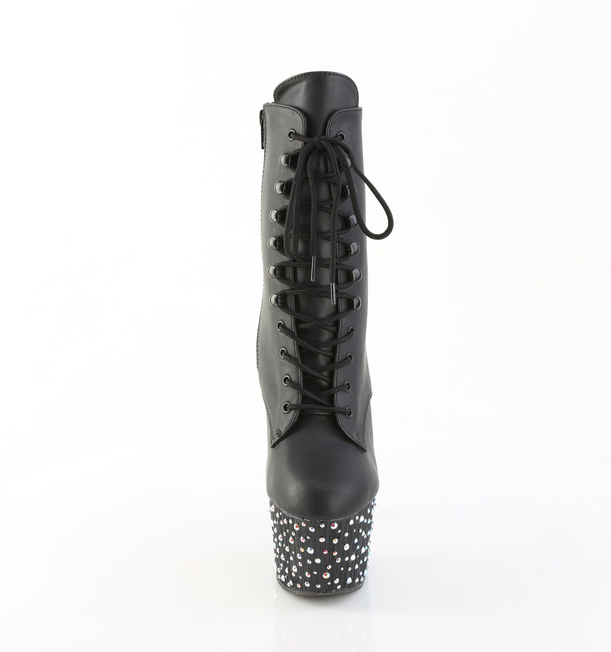 Pleaser Women's Platform Shoes STARDANCE-1020 Blk Faux Leather/Blk-Slv Multi RS